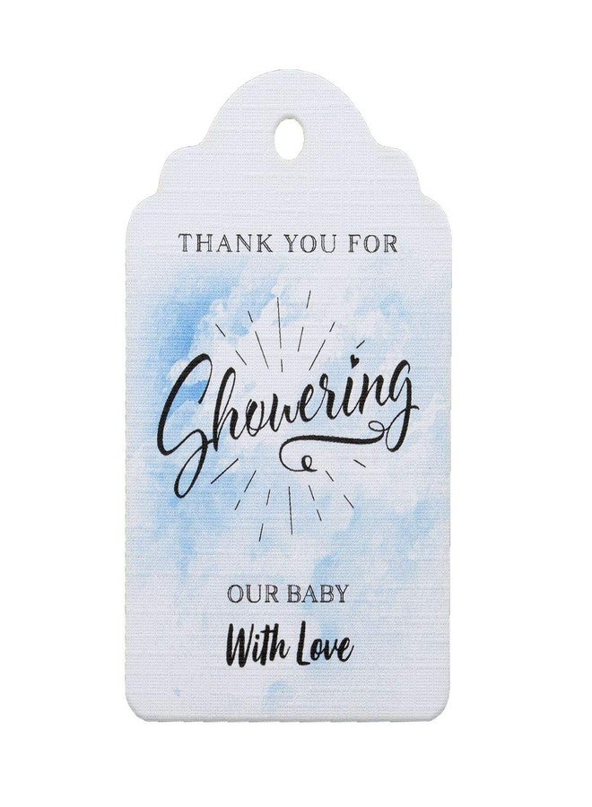 Summer-Ray.com Summer-Ray 50pcs Water Color Thank You for Showering Our Baby with Love Baby Shower Favor Tags (Blue) - Image 1
